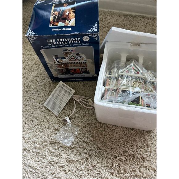 NIB Saturday Evening Post Norman Rockwell City Hall Freedom Of Speech Lighted Ho - Picture 2 of 15